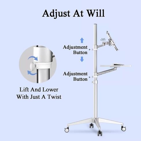 Laptop Floor Stand,Lifting and Rotating Computer Table,Movable Aluminum Alloy Projector Shelf,for Home Outdoor Office(Black) in Saudi Arabia