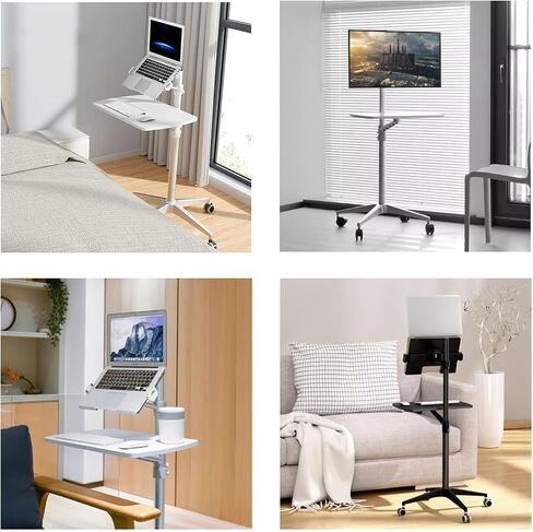 Laptop Floor Stand,Lifting and Rotating Computer Table,Movable Aluminum Alloy Projector Shelf,for Home Outdoor Office(Black) in Saudi Arabia