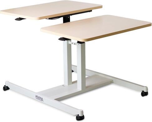 KMINA - Overbed Table with Wheels Adjustable Height, Hospital Bed Table, Tilt Top Bedside Table with Wheels, Hospital Table Over Bed for Home Use, Medical Over Bed Table, Black Rolling Table for Bed in Saudi Arabia