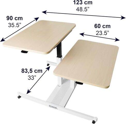 KMINA - Overbed Table with Wheels Adjustable Height, Hospital Bed Table, Tilt Top Bedside Table with Wheels, Hospital Table Over Bed for Home Use, Medical Over Bed Table, Black Rolling Table for Bed in Saudi Arabia