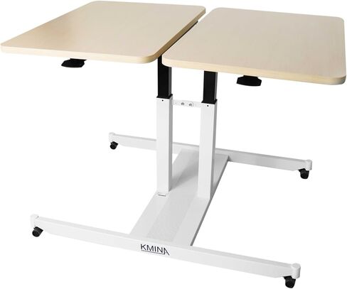 KMINA - Overbed Table with Wheels Adjustable Height, Hospital Bed Table, Tilt Top Bedside Table with Wheels, Hospital Table Over Bed for Home Use, Medical Over Bed Table, Black Rolling Table for Bed in Saudi Arabia