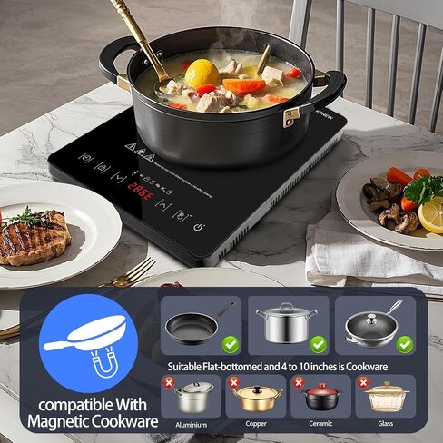portable induction cooktop.120°F~465°F Crystal Glass Surface Countertop Electric Cooktop1800W. Automatic heat reduction and timer feature.Easy to Clean Hot Plates for Cooking.kitchen burner electric in Saudi Arabia