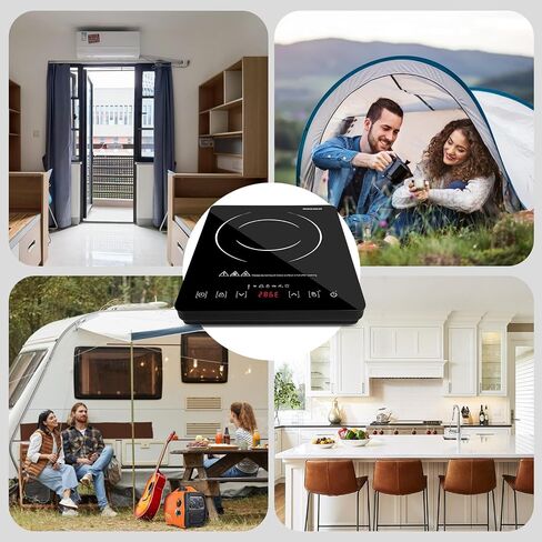 portable induction cooktop.120°F~465°F Crystal Glass Surface Countertop Electric Cooktop1800W. Automatic heat reduction and timer feature.Easy to Clean Hot Plates for Cooking.kitchen burner electric in Saudi Arabia