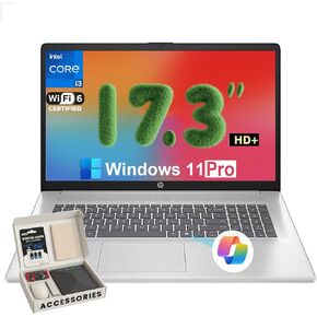 HP 2025 17-inch Laptop Computer - Intel 8-Core i3-N305, 17.3" HD+ Anti-Glare Display, Win 11 Pro, Ai Copilot, Numeric keypad, HDMI, Wi-Fi 6, for Business & Student, w/Accessories(32GB RAM | 1TB SSD) in Saudi Arabia