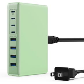 200W USB C Charger Block ، Gan IV Charging Station 8 Ports ، QC4.0 Fast Charge Station Hub+PD 65W USB C Laptop Charger Adapter متوافق مع MacBook Air/Pro ، Dell ، iPhone 16/15 ، iPad ، Steam Deck-Black in Kuwait