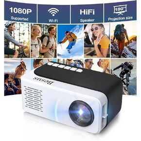 Mini Projector, HD 1080P WiFi Video Projector, Portable Outdoor Projector with Tripod, Gift for Kids, Home Theater Movie Phone Projector Compatible with USB, AV, Smartphone/Tablet/Laptop (pink) in Saudi Arabia
