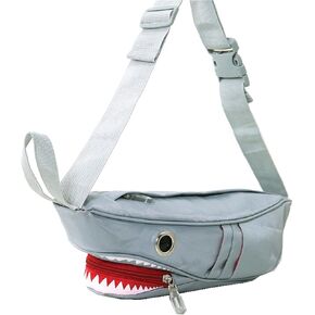WonderMolly Premium Nylon Shark with Gill Pockets Fanny Pack Hip Waist Bag in Grey in Saudi Arabia