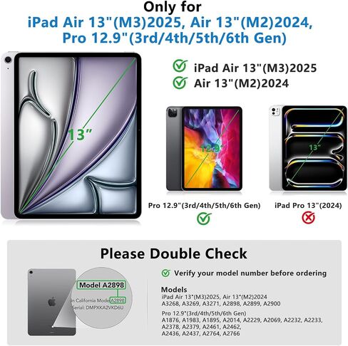 لوحة مفاتيح TQQ ipad Air 13 بوصة (M3 2025 / M2 2024) ، iPad Pro 12.9 (6 ، 5 ، 4th ، 3rd Gen) لوحة مفاتيح-360 ° قابلة للدوار ، 7 ألوان خلفية ، لوحة تتبع متعددة اللمس ، رقيقة وضوء (وردي) in Kuwait