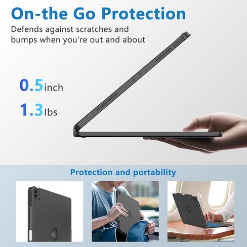 لوحة مفاتيح TQQ ipad Air 13 بوصة (M3 2025 / M2 2024) ، iPad Pro 12.9 (6 ، 5 ، 4th ، 3rd Gen) لوحة مفاتيح-360 ° قابلة للدوار ، 7 ألوان خلفية ، لوحة تتبع متعددة اللمس ، رقيقة وضوء (وردي) in Kuwait