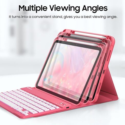 Fintie Backlit Keyboard Case for iPad (A16) 11th Generation 11 Inch 2025, iPad 10th Generation 10.9 Inch 2022 - Soft TPU Cover with 7 Color Backlight Detachable Bluetooth Keyboard, Pink in Saudi Arabia