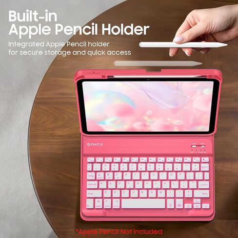 Fintie Backlit Keyboard Case for iPad (A16) 11th Generation 11 Inch 2025, iPad 10th Generation 10.9 Inch 2022 - Soft TPU Cover with 7 Color Backlight Detachable Bluetooth Keyboard, Pink in Saudi Arabia