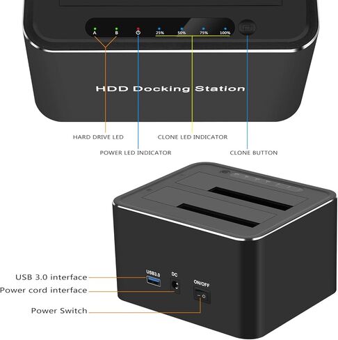 120 سم USB 3.0 إلى محطة دفن محرك الأقراص الصلبة المضادة للانزلاق المزدوجة لـ 2.5/3.5 بوصة HDD SSD DUPLICATOR/OFFLINE in Kuwait