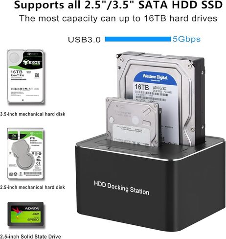 120 سم USB 3.0 إلى محطة دفن محرك الأقراص الصلبة المضادة للانزلاق المزدوجة لـ 2.5/3.5 بوصة HDD SSD DUPLICATOR/OFFLINE in Kuwait