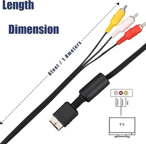 10pcs PS2 PS3 AV Cable ، AV إلى سلك الكابل المركب لمدة 2 ps2 ps3 (6 قدم) in Saudi Arabia