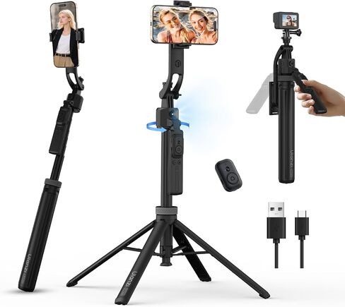 Ulanzi TT23 64 "ترايبود تتبع الوجه التلقائي لأجهزة iPhone/Android مع عصا شخصية متناورة بزاوية 360 درجة تتبع حركتك ، ترايبود التعرف على الوجه لـ iPhone/Android/Camera in Saudi Arabia