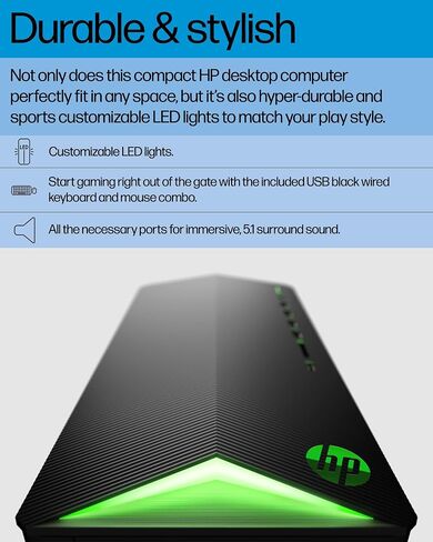 HP Pavilion Desktop Tower Computer ، Intel 8-Core I7-11700F حتى 4.9 جيجا هرتز ، 32 جيجا بايت DDR4 RAM ، 1TB PCIE SSD ، Geforce GT 610 2GB ، WIFI 6 ، Bluetooth ، RJ-45 ، Type-C ، HDMI ، KB & Mouse ، Windows 11 Pro ( in Saudi Arabia