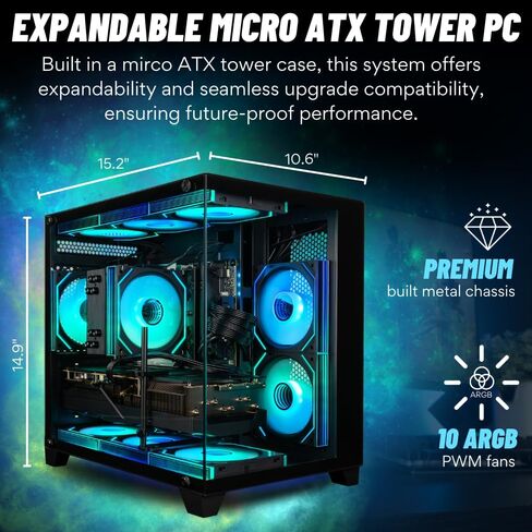 Panorama Gaming Desktop PC (NVIDIA RTX 5060 TI 8GB ، AMD RYZEN 7 5700X Processor ، 32GB DDR4 RAM ، 1TB NVME M.2 SSD ، WIFI 6E ، HDMI + DP ، Windows 11 PRO) BEST 2025 RGB prebuil in Kuwait
