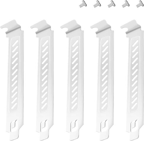 PCI Slot Cover with Screws for Computer PC Case Accessories, 5Pcs Hard Steel PCI Slot Covers Dust Filter Bracket Expansion Blank Plate Vented and Dustproof (120 * 20mm, White, 5Pack) in Saudi Arabia