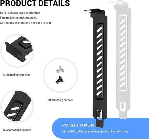PCI Slot Cover with Screws for Computer PC Case Accessories, 5Pcs Hard Steel PCI Slot Covers Dust Filter Bracket Expansion Blank Plate Vented and Dustproof (120 * 20mm, White, 5Pack) in Saudi Arabia