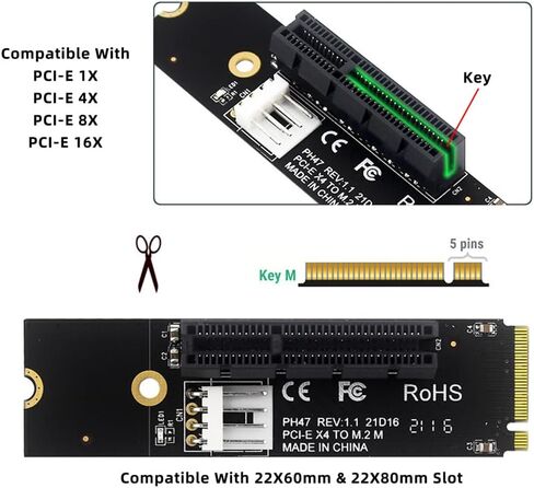 NFHK PCBA M.2 NGFF NVMe M-Key Extender to PCI-E X1 X4 X8 X16 Graphics Card Riser Adapter PCI-Express for M2 2260 2280 in Saudi Arabia