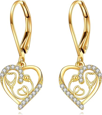 KECHO 14K Solid Gold Heart Nurse Necklace for Women Stethoscope Pendant Necklace with Cubic Zirconia Jewelry Graduation Birthday Christmas Gifts for Doctor Nurse Medical Student in Kuwait