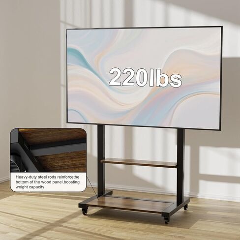 عربة تلفزيون تلفزيونية غير متداول مع عجلات لـ 40 55 65 75 85 100 بوصة LCD LED شقة تصل إلى 220 رطلاً ، MAX VESA800X600 MM in Saudi Arabia