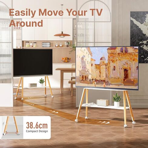 Rolling TV Stand من 49 إلى 75 بوصة تلفزيون يصل إلى 40 كجم ، وقصة تلفزيون Easel مع بنية معدنية ورف خشبي ، وعربة تلفزيونية متحركة على عجلات للأعمال ، والمكتب ، والمدرسة ، والمنزل ، in Kuwait