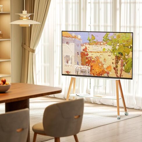 Rolling TV Stand من 49 إلى 75 بوصة تلفزيون يصل إلى 40 كجم ، وقصة تلفزيون Easel مع بنية معدنية ورف خشبي ، وعربة تلفزيونية متحركة على عجلات للأعمال ، والمكتب ، والمدرسة ، والمنزل ، in Kuwait