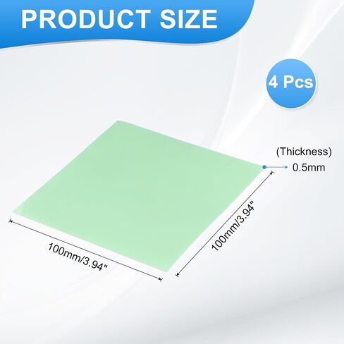 PATIKIL Thermal Pads 100x100x0.5mm, 4 Pack Silicone Cooling Thermal Pad for CPU GPU IC PCIe M.2 2280 SSD NVMe Heatsink, Green in Saudi Arabia