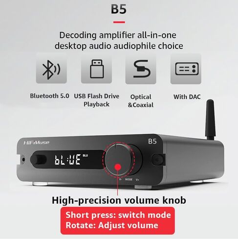 B5 2 Channel Home Audio Component Audio 150W*2 ، Mini Class D AMP مع TPA3116 ، لمكون مستقبل HIFI Home AVR ، باس ومراقبة ثلاثية in Saudi Arabia