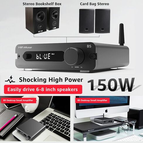 B5 2 Channel Home Audio Component Audio 150W*2 ، Mini Class D AMP مع TPA3116 ، لمكون مستقبل HIFI Home AVR ، باس ومراقبة ثلاثية in Saudi Arabia