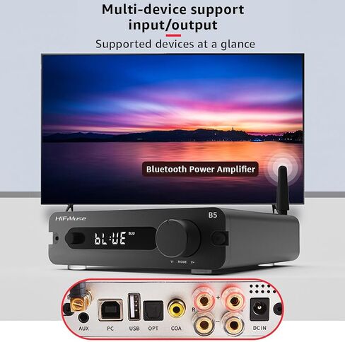 B5 2 Channel Home Audio Component Audio 150W*2 ، Mini Class D AMP مع TPA3116 ، لمكون مستقبل HIFI Home AVR ، باس ومراقبة ثلاثية in Saudi Arabia
