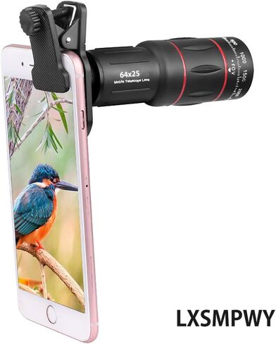 64x Telephoto Lens for Mobile Phone, HD Monocular Telescope with Adjustable Tripod Stand & Clamp, FMC Zoom Lens for Long-Distance Photography, Vlogging, Bird Watching in Saudi Arabia