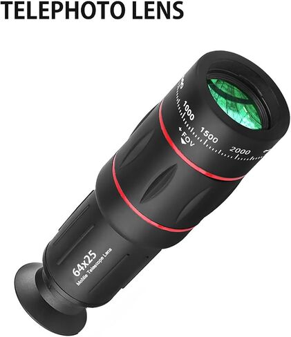 64x Telephoto Lens for Mobile Phone, HD Monocular Telescope with Adjustable Tripod Stand & Clamp, FMC Zoom Lens for Long-Distance Photography, Vlogging, Bird Watching in Saudi Arabia