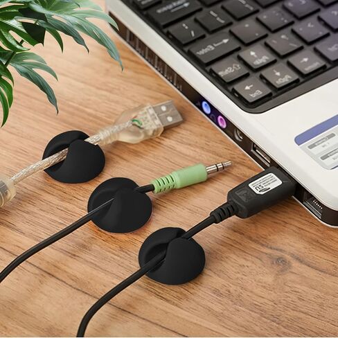 3pcs Cable Organizer Clips for Desk, Wire Management Cord Holder, Charging Cable Tidy Clips for Office, Home, and Workspace(3Black) in Saudi Arabia