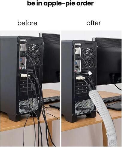 2m Cable Sleeve Cover - 19mm Diameter, Self-Closing Wire Organizer for Desk, Home, Office, and Pet Protection-White in Saudi Arabia