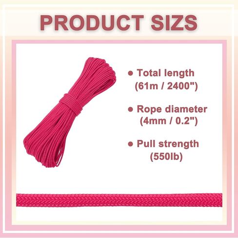 PATIKIL 550lb Paracord Rope 200ft, 4mm Tent Rope, 7-Strand Core Heavy Duty Cord for Outdoor Camping Hiking Tent Survival Utility Rope, Orange/Red/Yellow Camouflage in Saudi Arabia