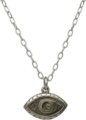 Natural Lapis Lazuli Evil Eye Necklace, Handmade Jewelry With 16 + 2 Inch 925 Sterling Silver Adjustable Chain (lapis-lazuli) in Saudi Arabia