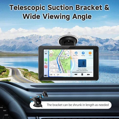 7 بوصة HD شاشة Carplay اللاسلكية المحمولة للسيارة و Android الشاشة التي تعمل باللمس مع رابط المرآة/1080p كاميرا احتياطية/ملاحة/سيارة ستيريو/محرك/محرك/بلوتوث/التحكم الصوتي in Kuwait