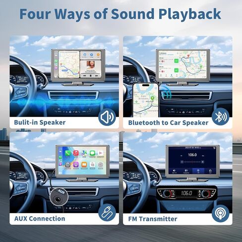 Leadtree 9 بوصة شاشة Carplay اللاسلكية المحمولة للسيارة و Android Auto HD شاشة تعمل باللمس مع 1080p كاميرا احتياطية/رابط المرآة/الملاحة/الصوت in Kuwait