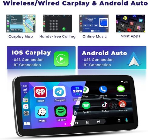 8Core 4+64G Android 15 Car Stereo for Jeep Compass Patriot 2010-2016,12.3 inch IPS 1280 * 720 Touch Screen Radio Wireless Apple Carplay Android Auto DSP 5G WiFi Bluetooth GPS+Free AHD Backup Camera in Saudi Arabia