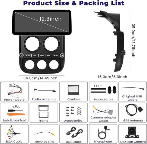 8Core 4+64G Android 15 Car Stereo for Jeep Compass Patriot 2010-2016,12.3 inch IPS 1280 * 720 Touch Screen Radio Wireless Apple Carplay Android Auto DSP 5G WiFi Bluetooth GPS+Free AHD Backup Camera in Saudi Arabia