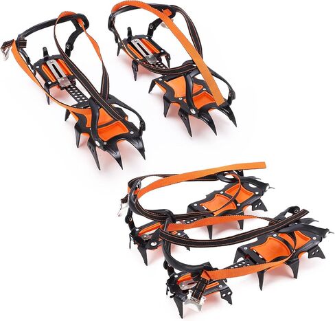 Sonew Crampons Anti Slip 12 Teeth with Strong Grip, High Strength Steel, Ice Cleats for Snow Day and Desert, Compatible with Outdoor Sports Shoes, Hiking Shoes, Mountain Boots in Saudi Arabia