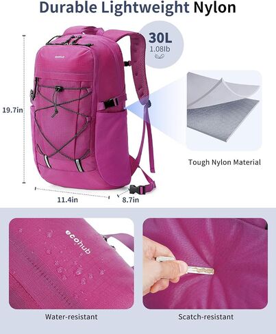 ECOHUB Hiking Backpack 30L Travel Backpack Lightweight Casual Daypack Water Resistant Camping Bag Outdoor Sports Back pack for Men Women in Saudi Arabia