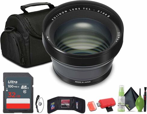 FUJIFILM TCL-X100 II Tele Conversion Lens (Black) Bundle with Soft Lens Case + 32GB Memory Card + Memory Card Wallet + USB Card Reader, SD/microSD in Saudi Arabia