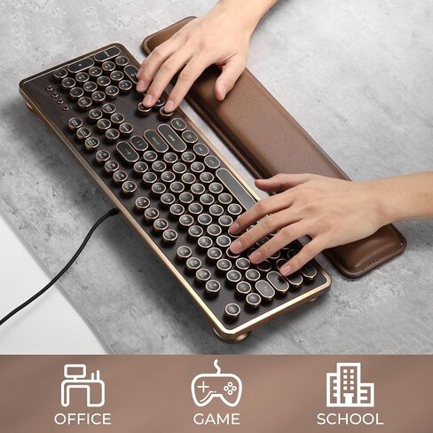 راحة معصم لوحة المفاتيح المريحة - PU Leather Cushioned Cushioned للكتابة والألعاب ، وتصميم مريح محيط لتخفيف آلام الرسغ (أسود) in Saudi Arabia