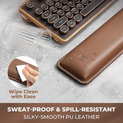 راحة معصم لوحة المفاتيح المريحة - PU Leather Cushioned Cushioned للكتابة والألعاب ، وتصميم مريح محيط لتخفيف آلام الرسغ (أسود) in Saudi Arabia