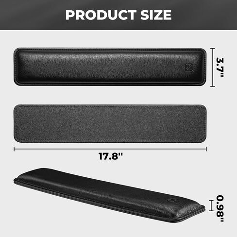 راحة معصم لوحة المفاتيح المريحة - PU Leather Cushioned Cushioned للكتابة والألعاب ، وتصميم مريح محيط لتخفيف آلام الرسغ (أسود) in Kuwait