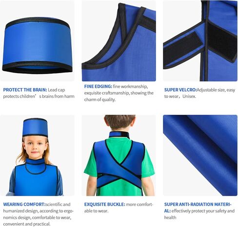 LVCHEN Lead Apron 0.5mmpb Xray with Thyroid Shield Collar Dental Lab Apron Lead Protection Lightweight Dentist x-ray Shield Adult in Kuwait