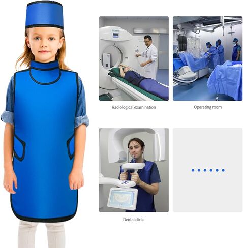LVCHEN Lead Apron 0.5mmpb Xray with Thyroid Shield Collar Dental Lab Apron Lead Protection Lightweight Dentist x-ray Shield Adult in Kuwait